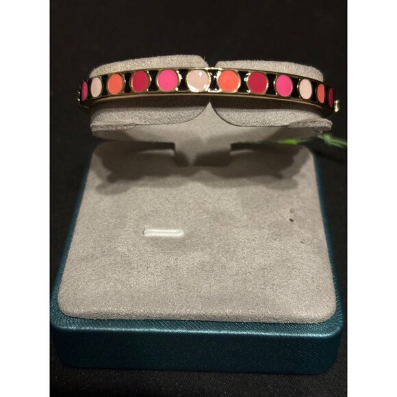 Vera Bradley Thin Bangle Gold Tone Enamel Dots Bracelet Pink Orange White Colors - Picture 2 of 7
